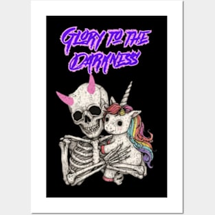 Glory to the Darkness Pastel Goth Skeleton Unicorn Posters and Art